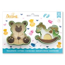 Picture of TEDDY BEAR AND ROCKING HORSE PLASTIC COOKIE CUTTERS SET OF 2
